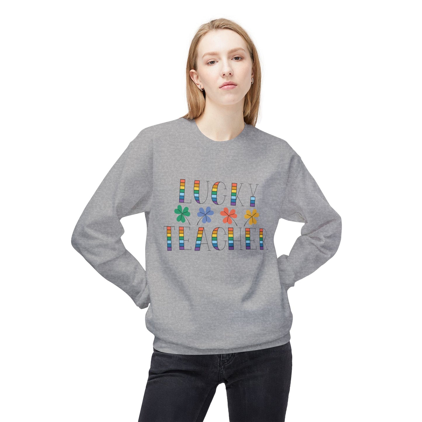 Lucky Teacher Unisex Midweight Softstyle Fleece Crewneck Sweatshirt