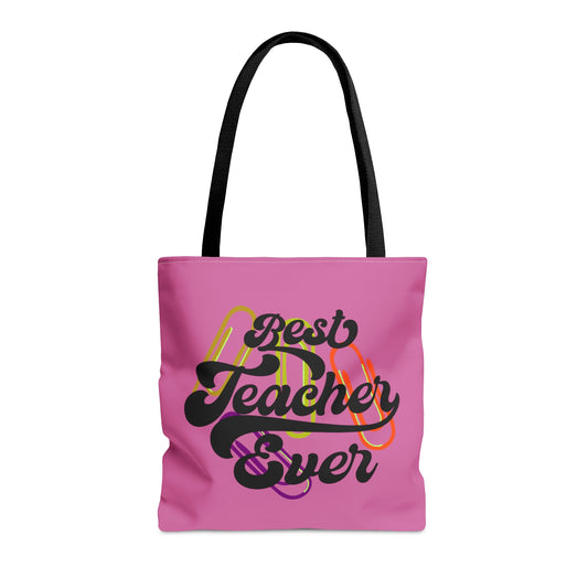 Best Teacher Ever Paper Clips Tote Bag (AOP)