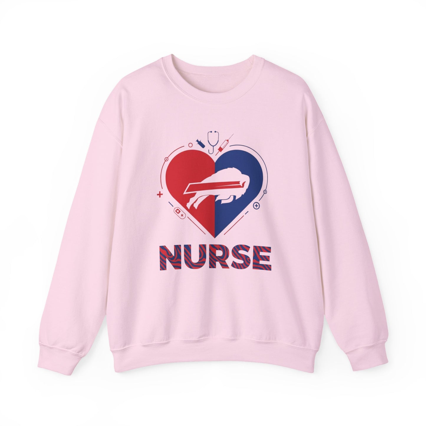 Buffalo Zubaz Nurse Heart Crewneck Sweatshirt