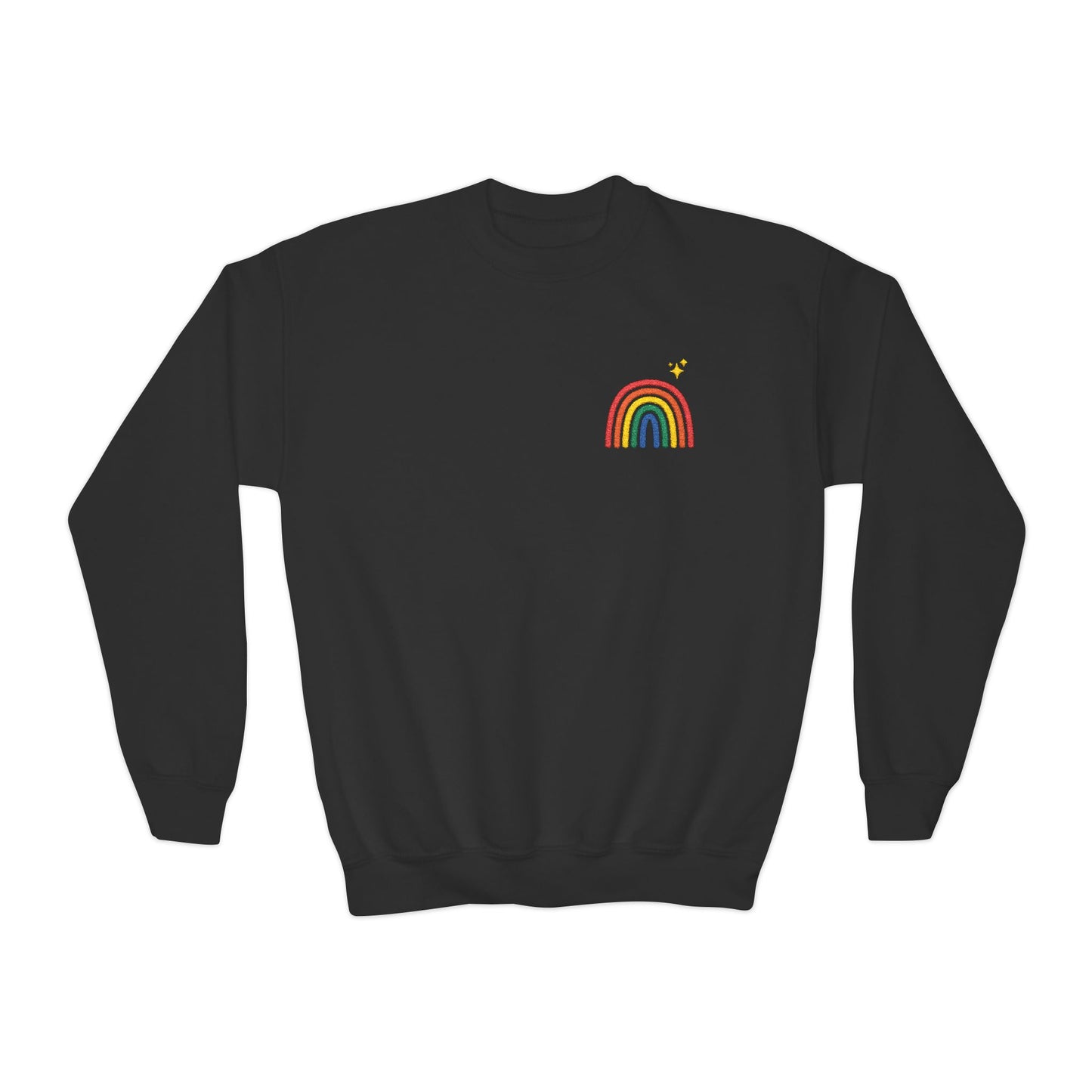 Embroidered Primary Rainbow Youth Crewneck Sweatshirt