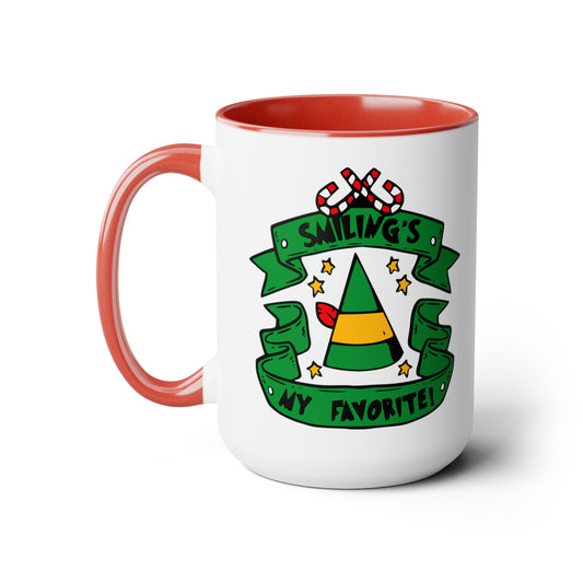 Smiling's My Favorite Two-Tone Coffee Mugs, 15oz