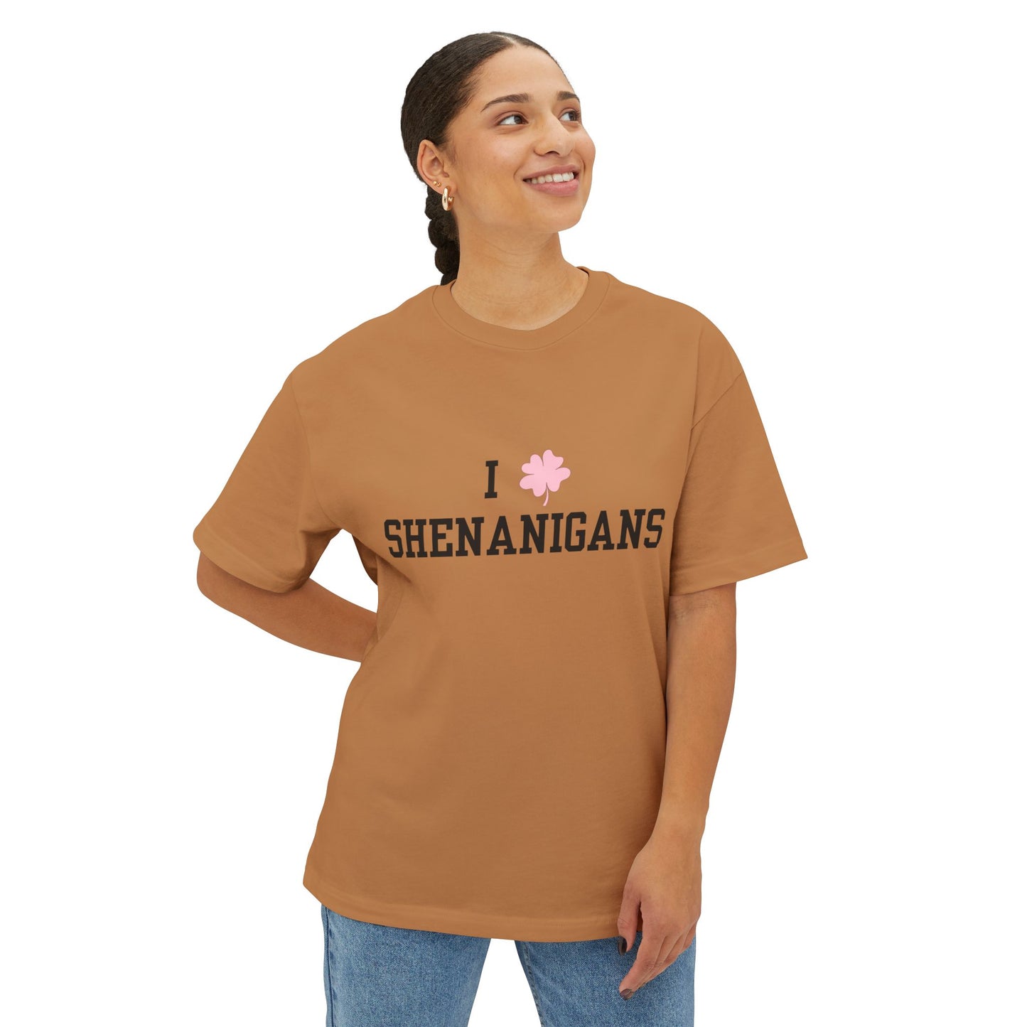 I <3 Shenanigans Black Font Unisex Oversized Boxy Tee