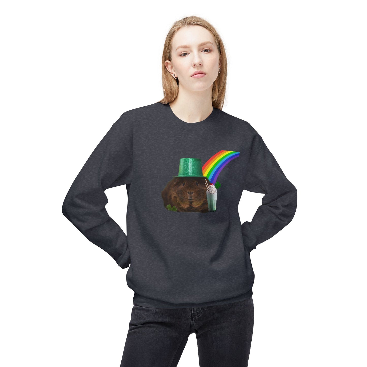 Leprechaun Guinea Pig Unisex Midweight Softstyle Fleece Crewneck Sweatshirt