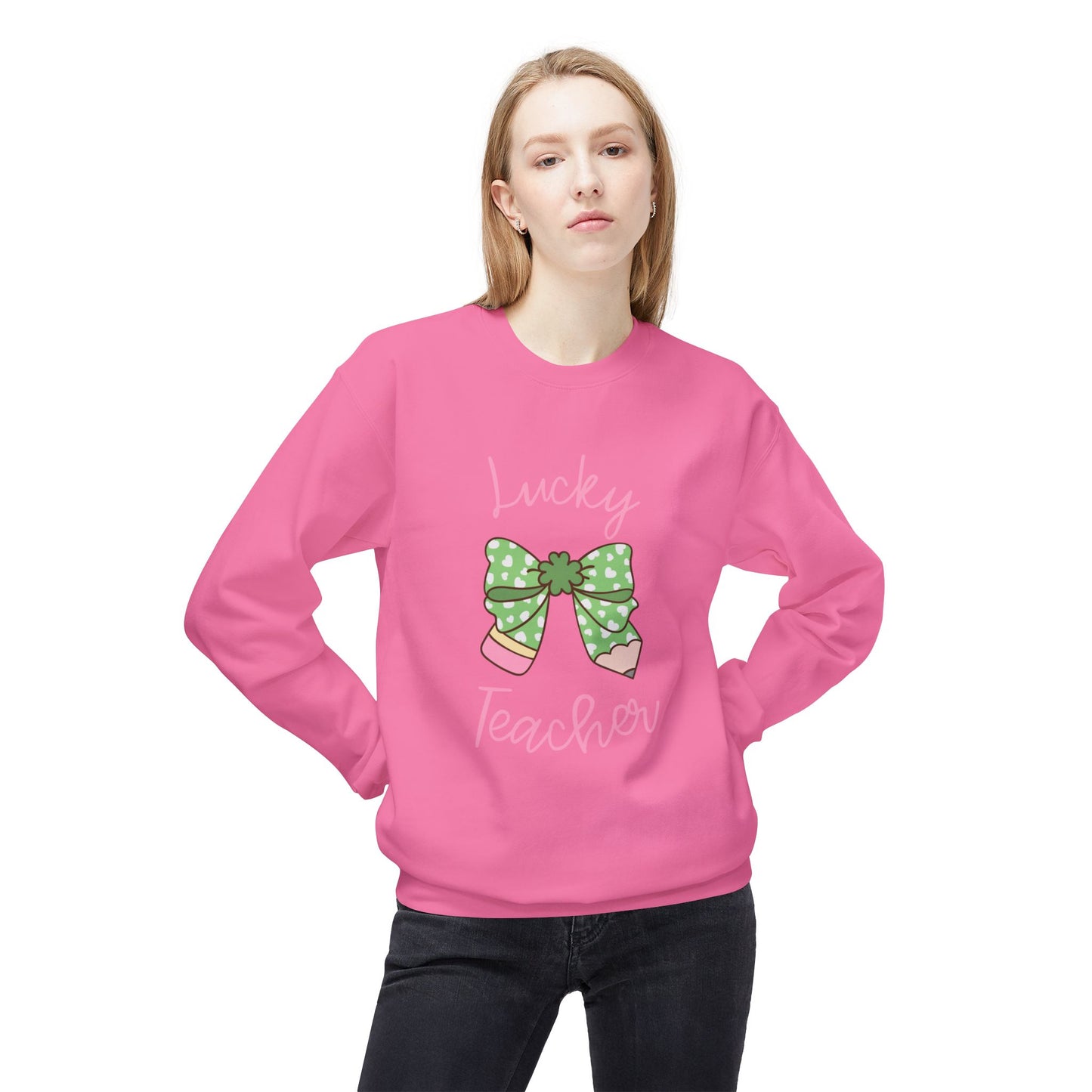 Lucky Teacher Unisex Midweight Softstyle Fleece Crewneck Sweatshirt