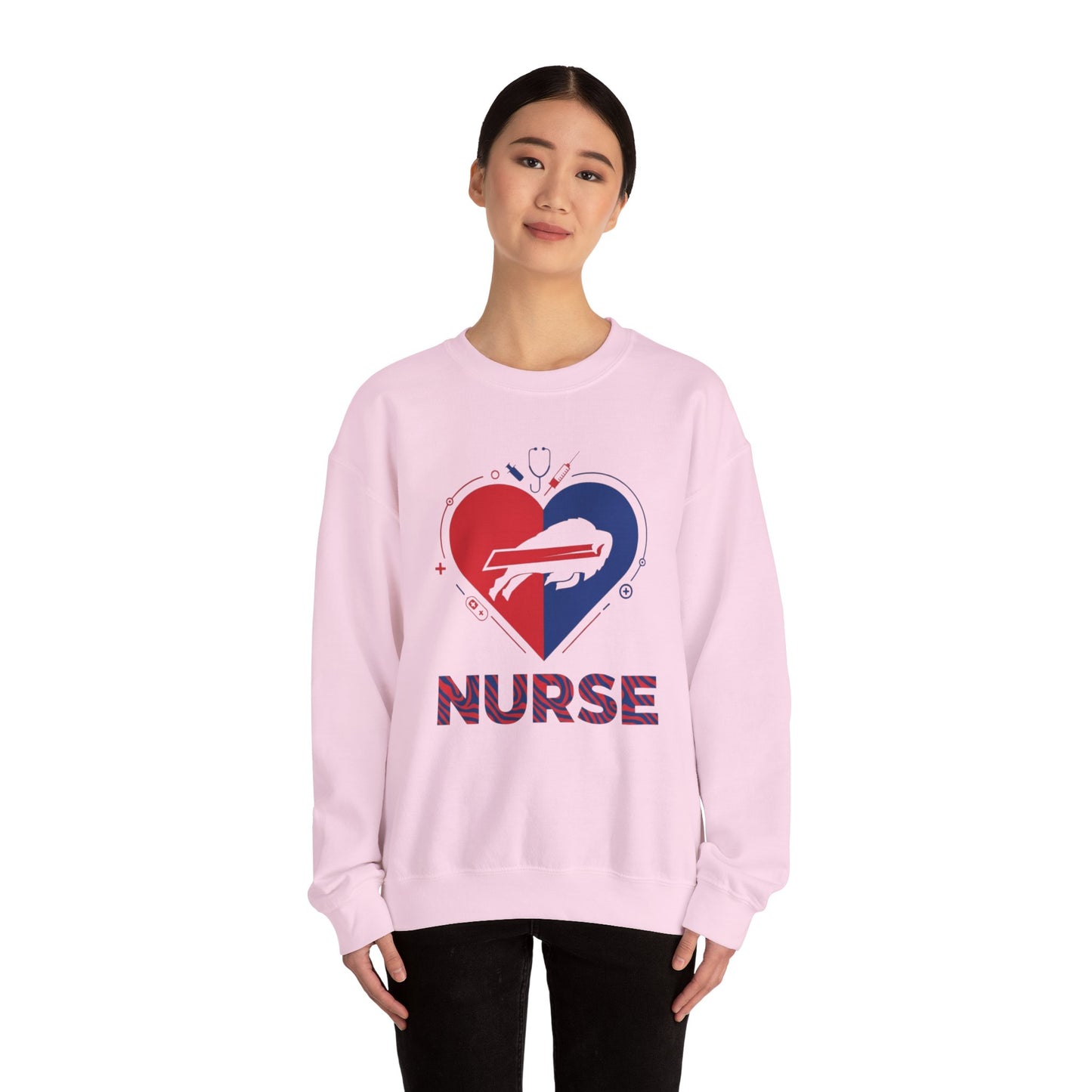 Buffalo Zubaz Nurse Heart Crewneck Sweatshirt