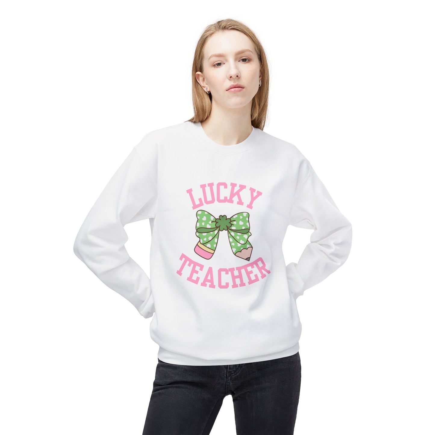 Lucky Teacher Unisex Midweight Softstyle Fleece Crewneck Sweatshirt