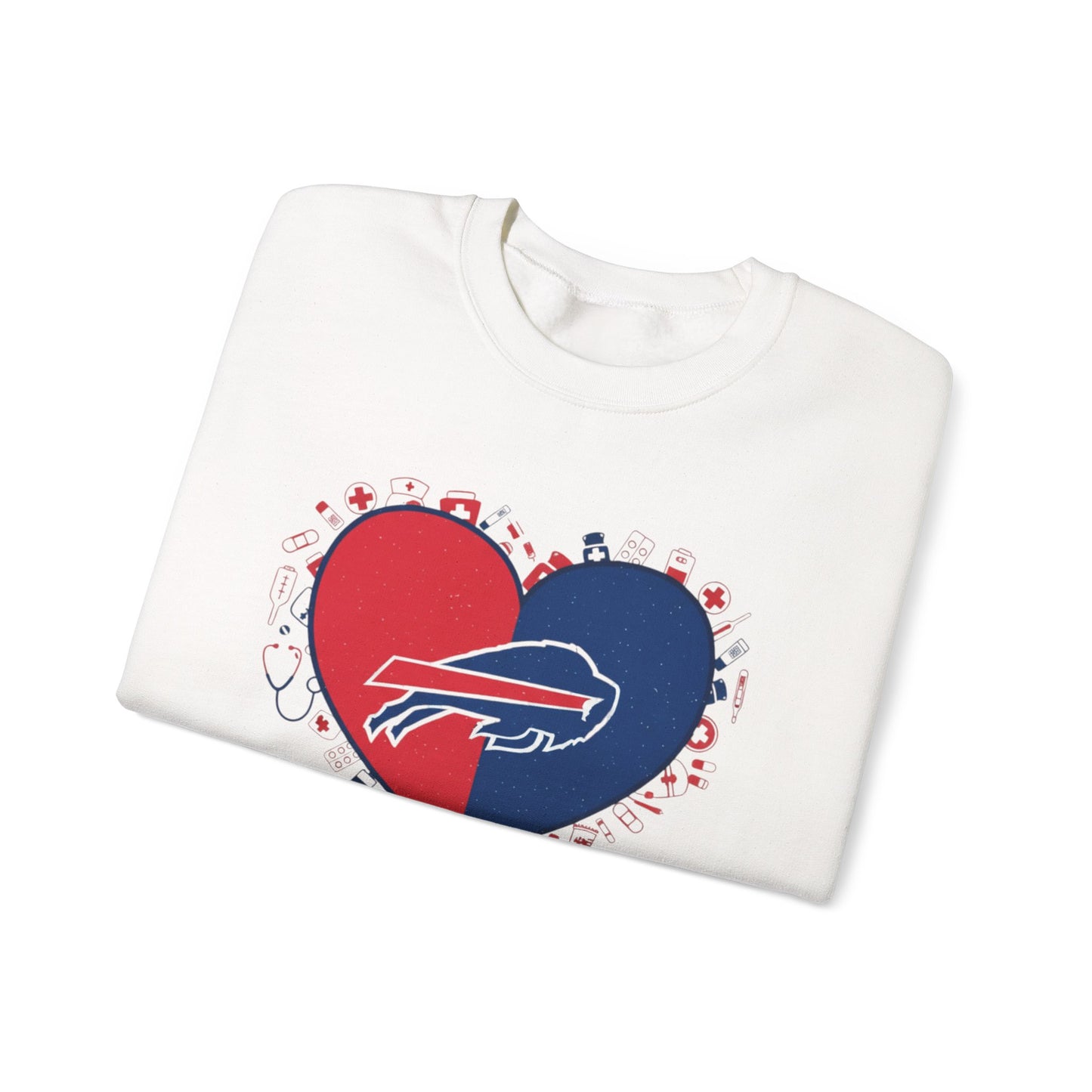 Buffalo Nurse Heart Crewneck Sweatshirt - Buffalo Nurse Gift