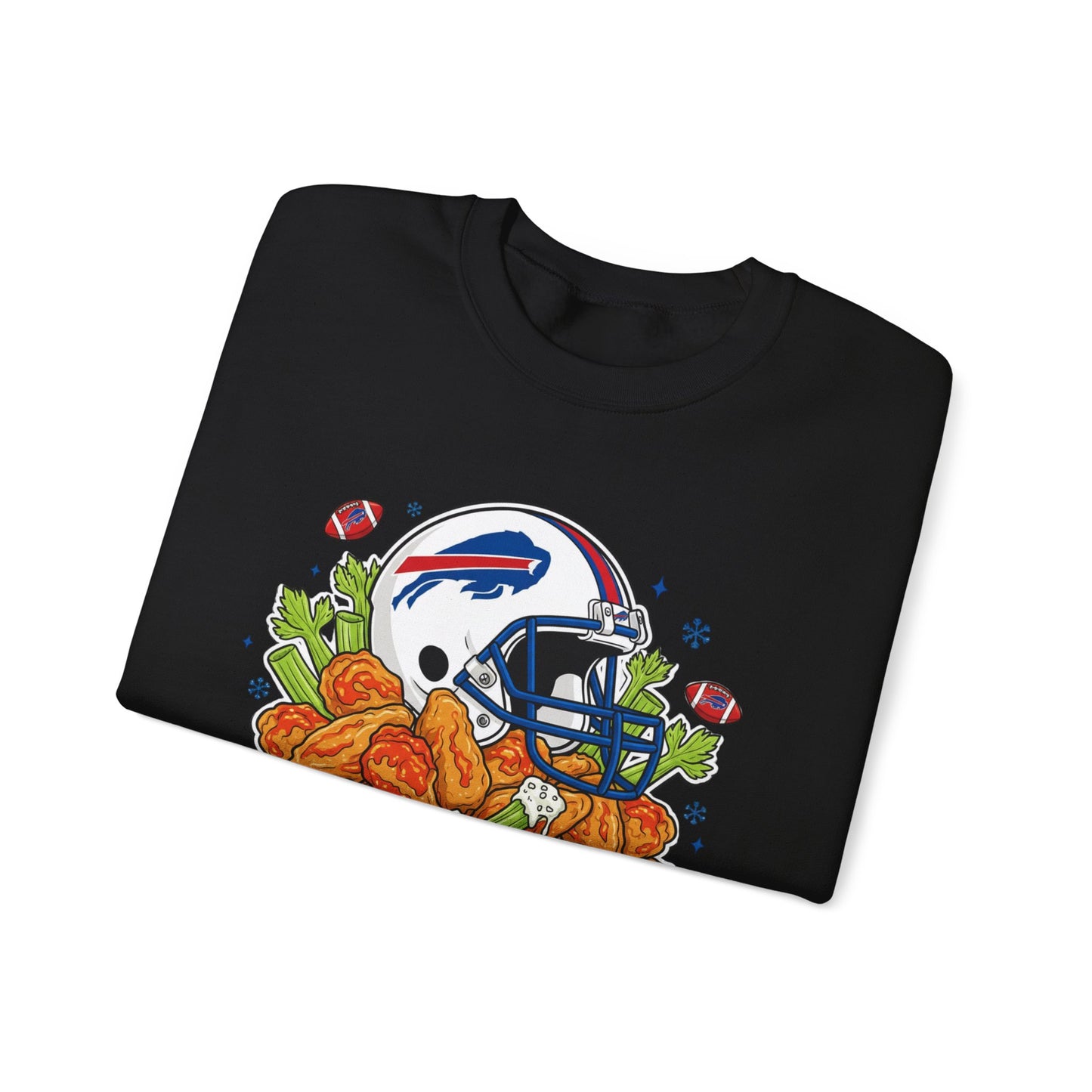 Buffalo Football Helmet & Wings Crewneck Sweatshirt — "Go Buffalo!" Fan Pullover