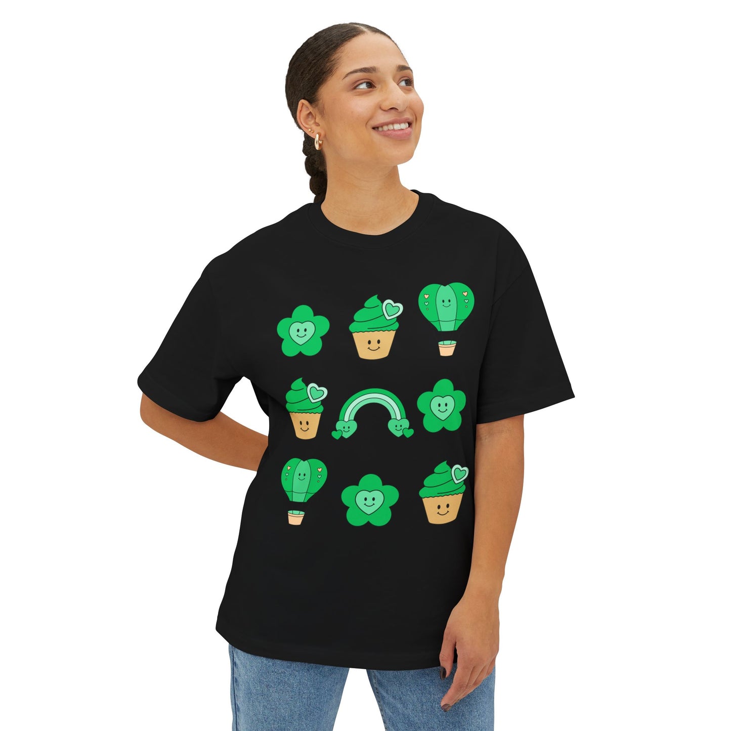 Cutesy St. Patrick Coquette Unisex Oversized Boxy Tee