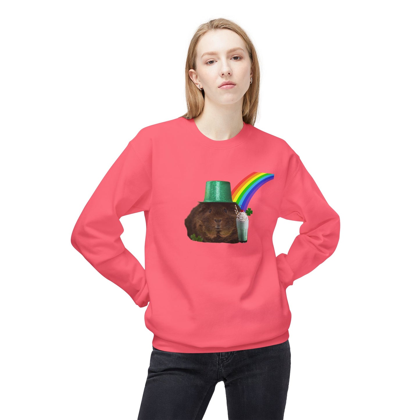 Leprechaun Guinea Pig Unisex Midweight Softstyle Fleece Crewneck Sweatshirt