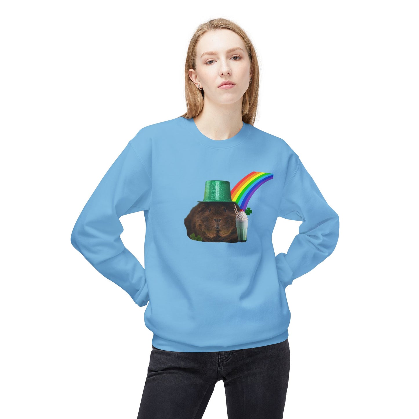 Leprechaun Guinea Pig Unisex Midweight Softstyle Fleece Crewneck Sweatshirt