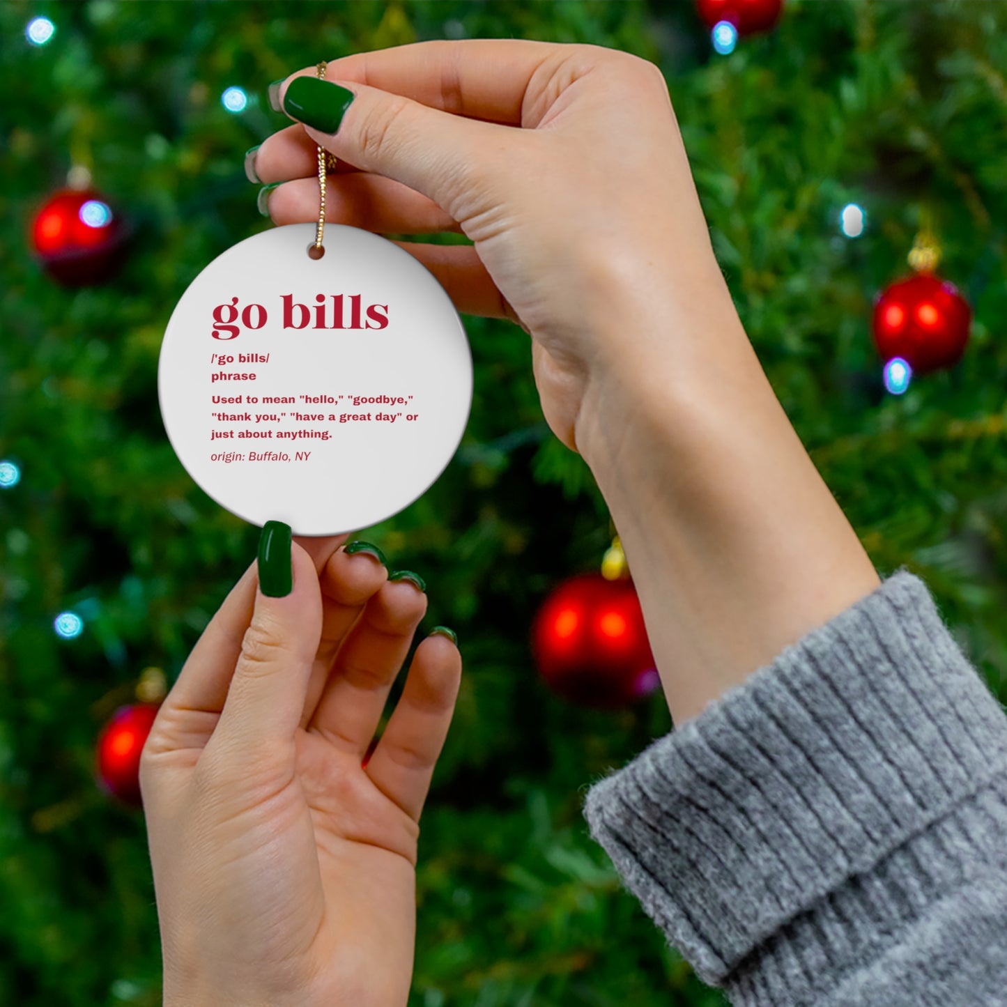 Go Bills Definition Red Ceramic Ornament