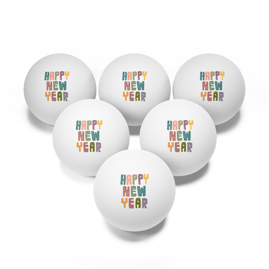 Happy New Year Beer Pong Balls, 6 pcs