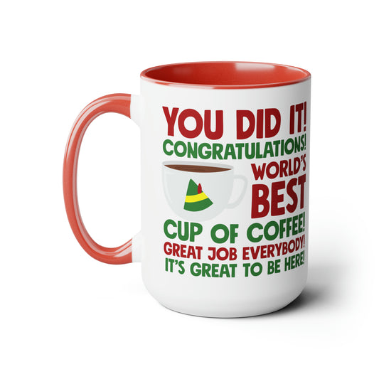 World's Best Cup of Coffee Two-Tone Coffee Mugs, 15oz