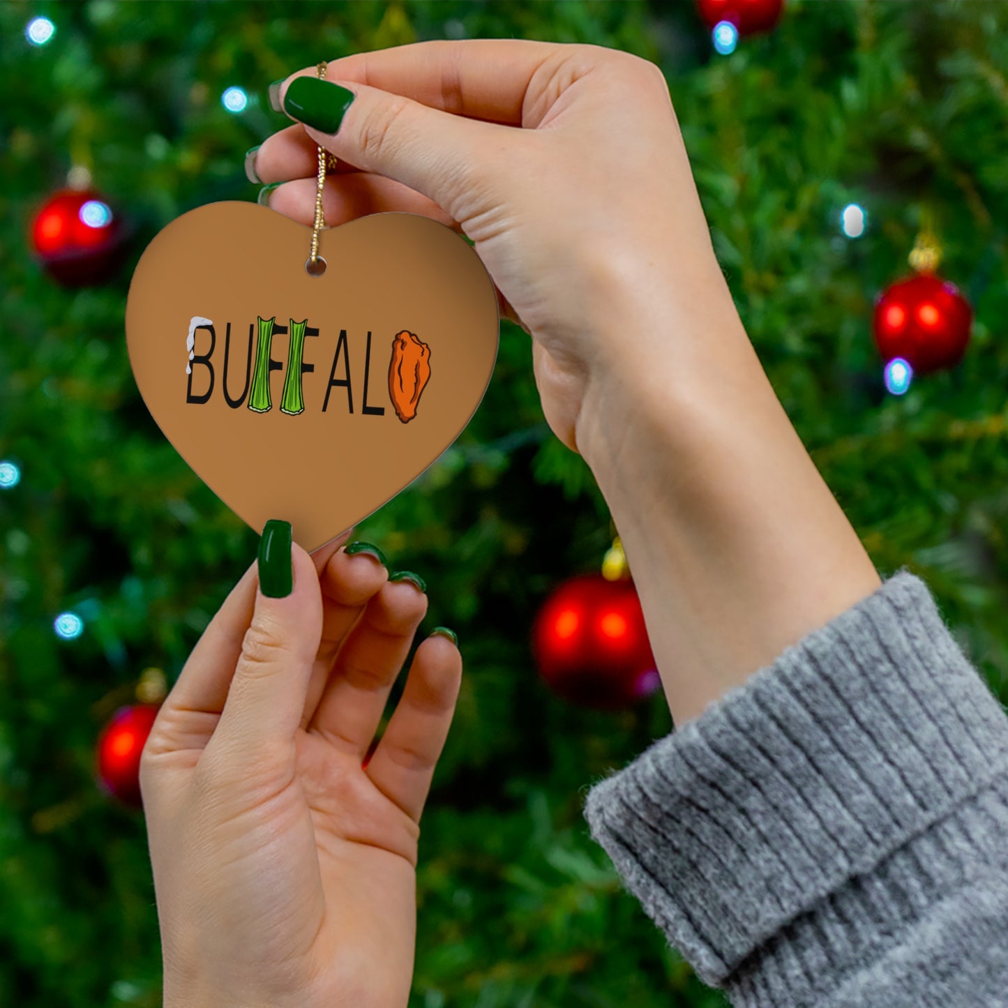 Buffalo Wing and Celery Ceramic Ornament