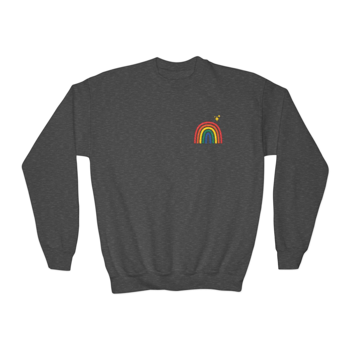 Embroidered Primary Rainbow Youth Crewneck Sweatshirt