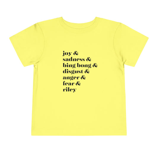 Joy Sadness Bing Bong Toddler Short Sleeve Tee