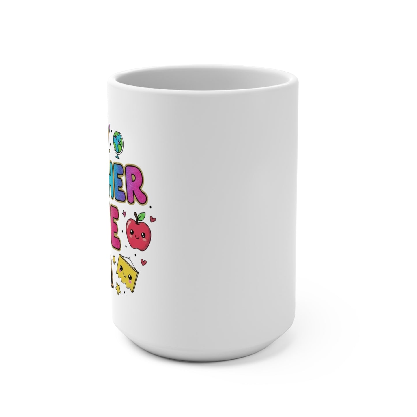 Teacher Fuel 15oz Coffee Mug — Cute Apple & Chalkboard School Gift