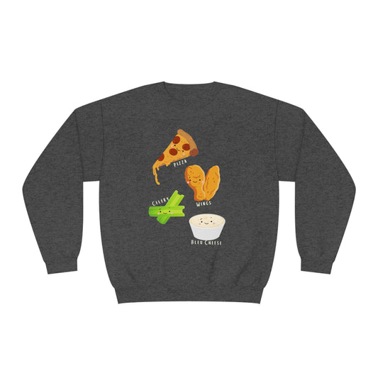 Cutesy Pizza Wings Celery Bleu Cheese Unisex NuBlend® Crewneck Sweatshirt
