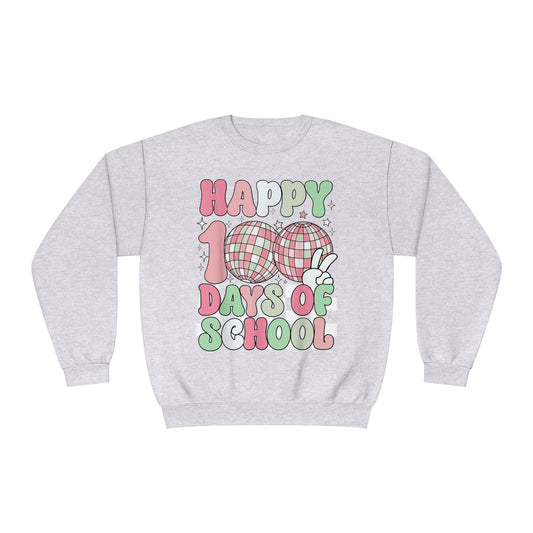 Happy 100 Days of School Pastel Disco Unisex NuBlend® Crewneck Sweatshirt