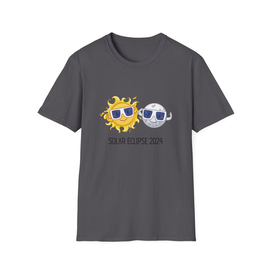 Sun and Moon with Glasses Black Font Unisex Softstyle T-Shirt