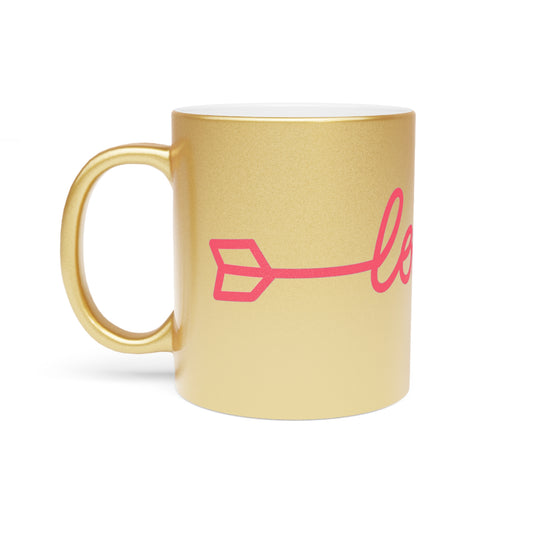 Cursive Love Arrow Metallic Mug (Silver\Gold)
