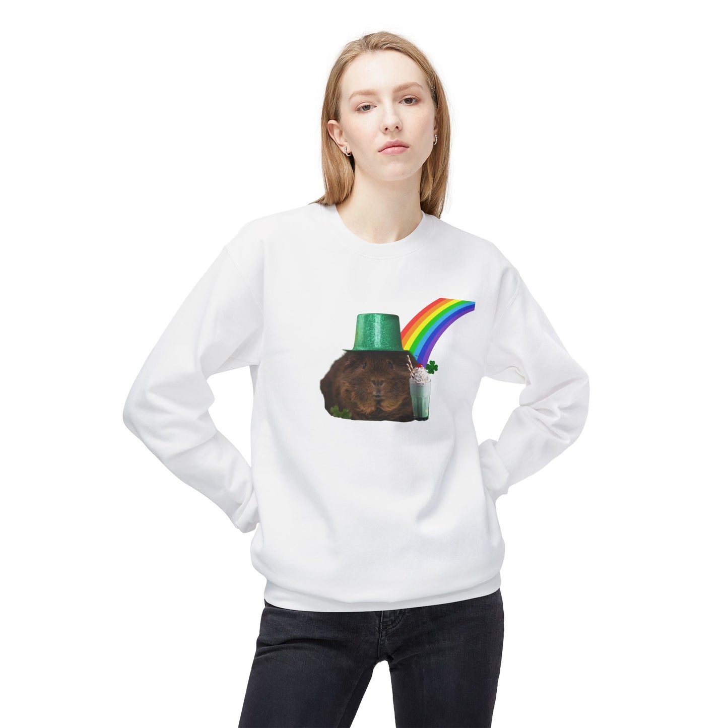 Leprechaun Guinea Pig Unisex Midweight Softstyle Fleece Crewneck Sweatshirt