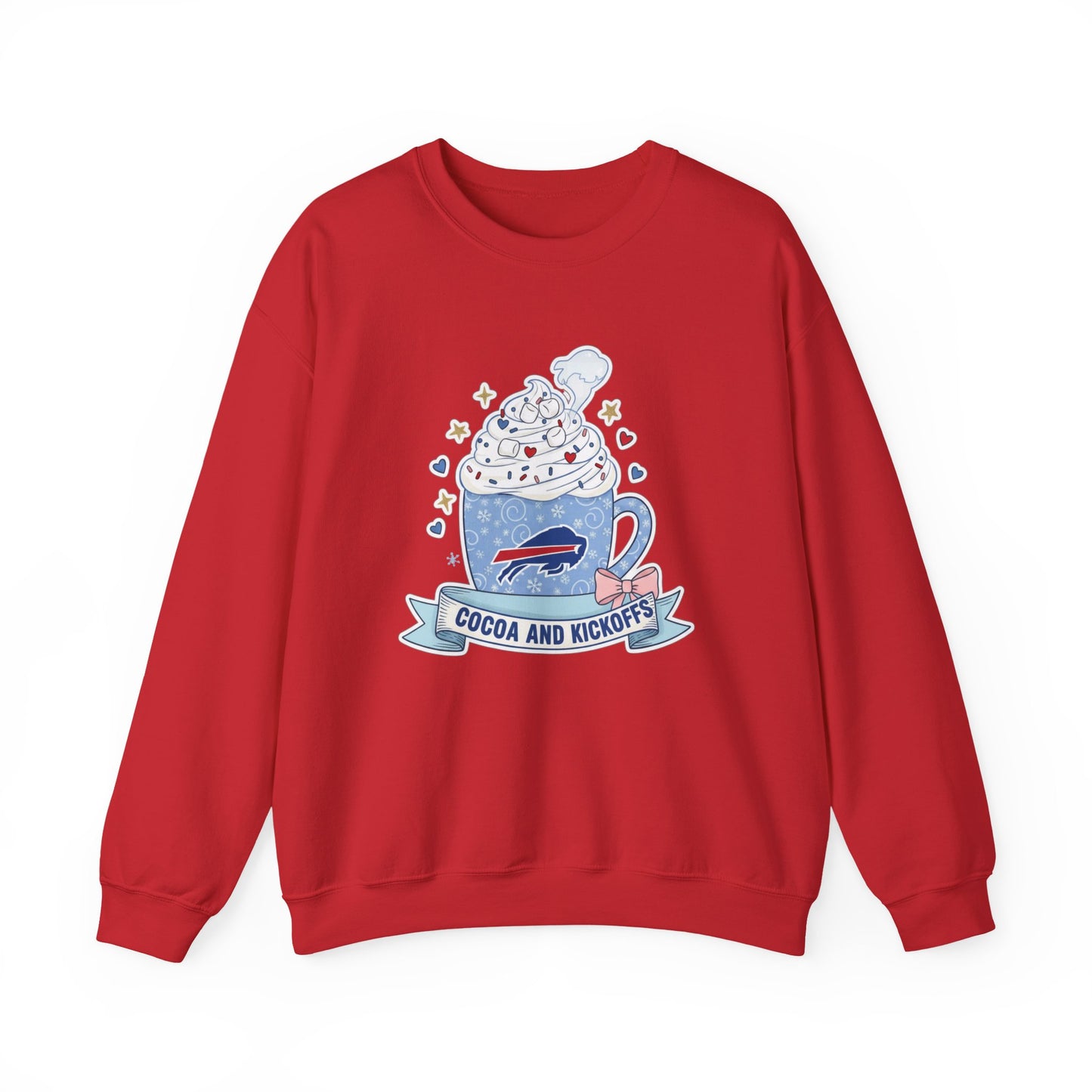 Cocoa and Kickoff Crewneck Sweatshirt — Hot Cocoa Football Fan Pullover