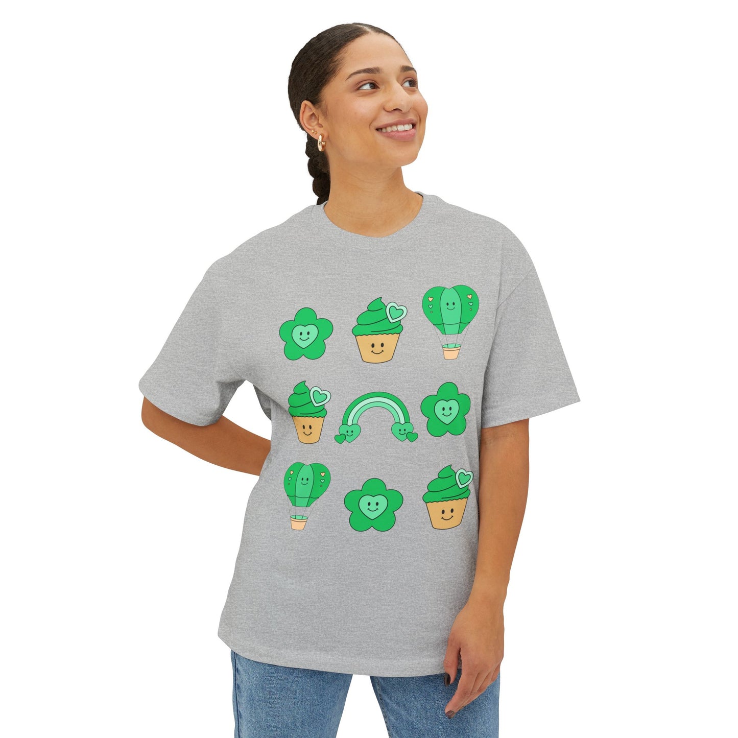 Cutesy St. Patrick Coquette Unisex Oversized Boxy Tee