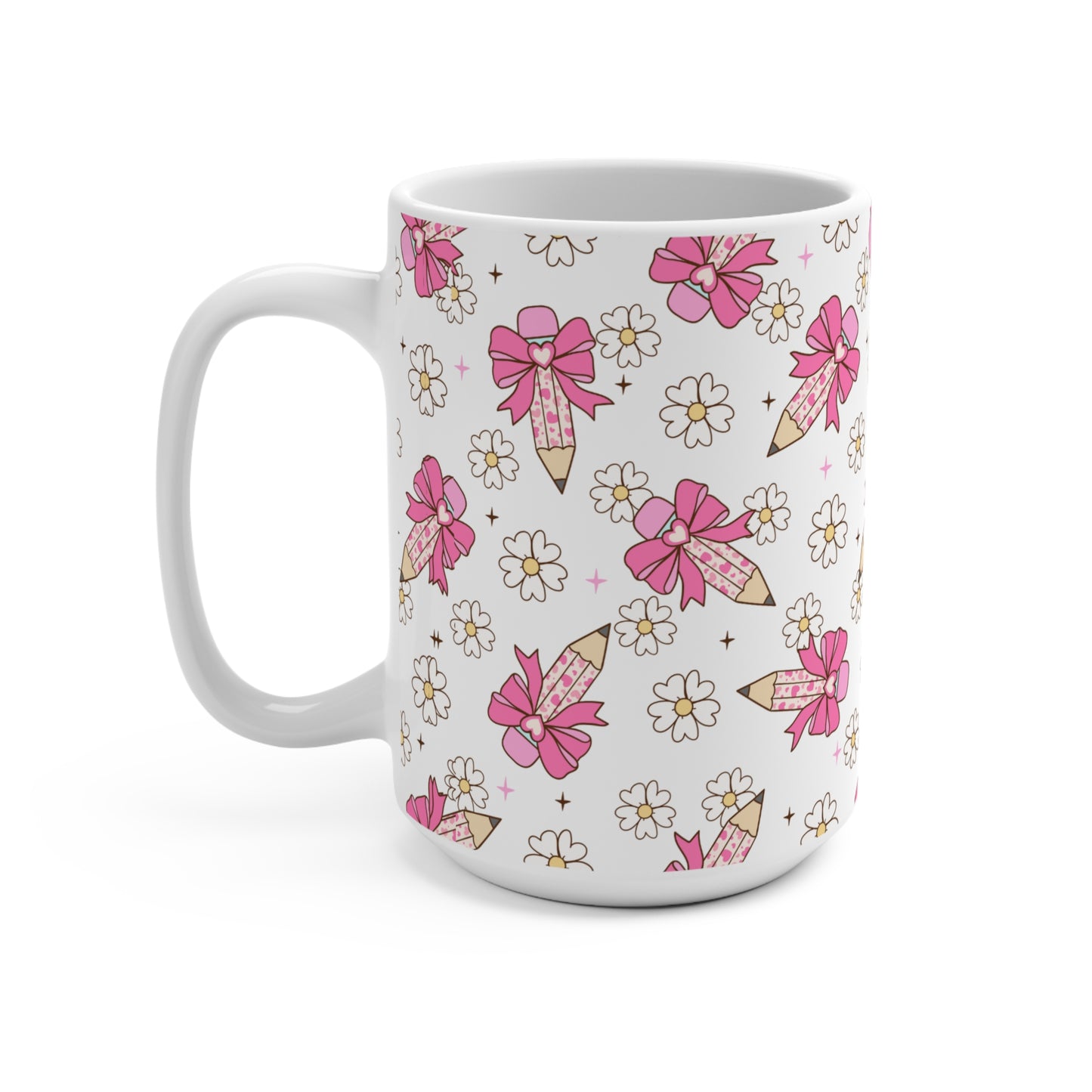 Pencils with Pink Bows Mug 15oz