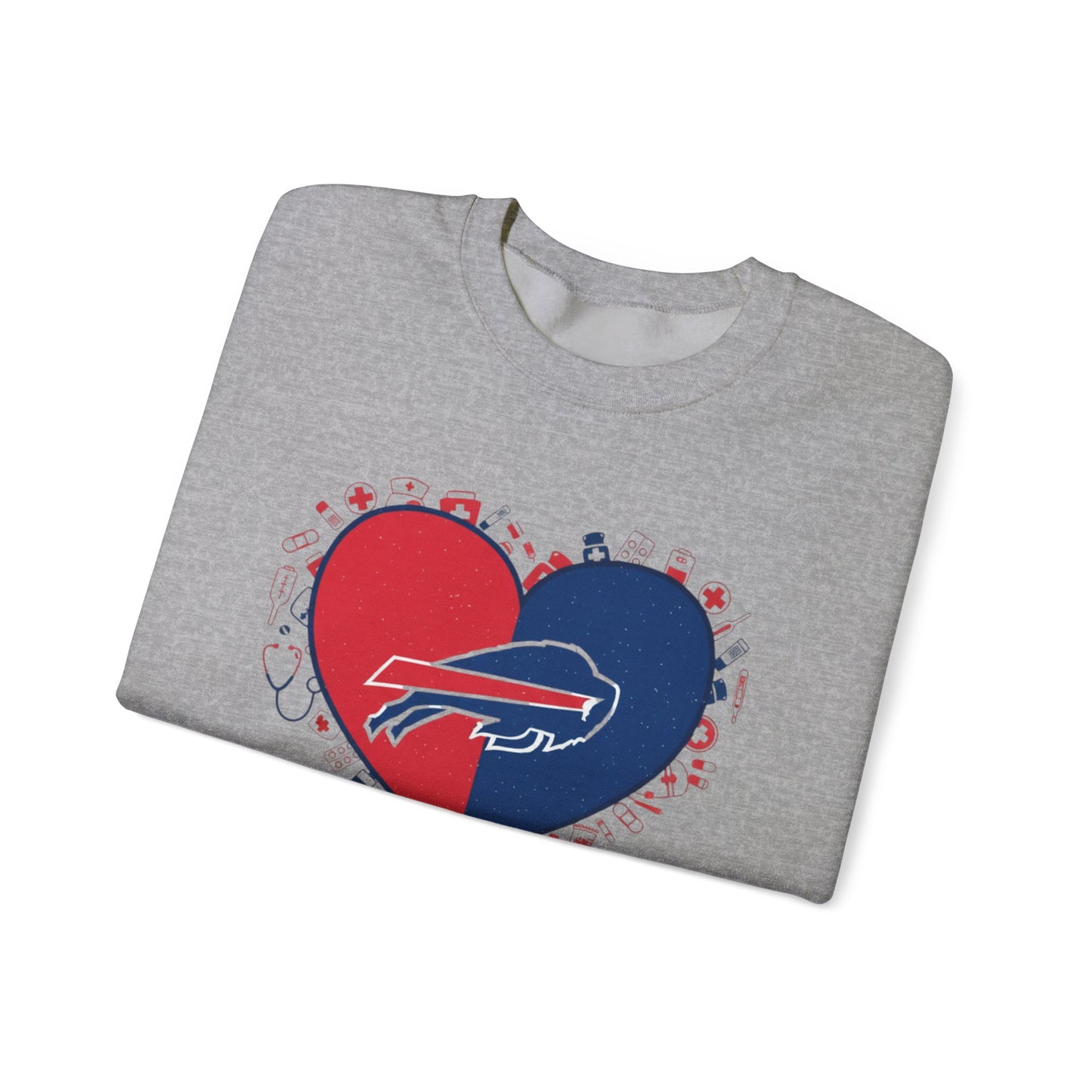 Buffalo Nurse Heart Crewneck Sweatshirt - Buffalo Nurse Gift