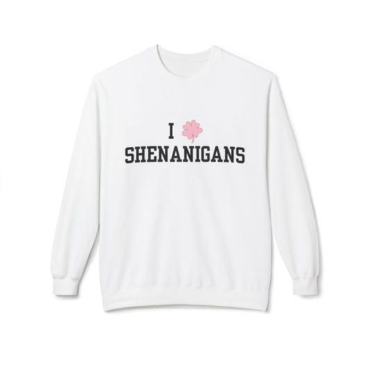 I Love Shenanigans Black Font Unisex Midweight Softstyle Fleece Crewneck Sweatshirt