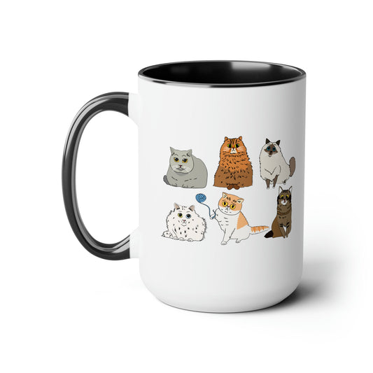 Cute Cats Two-Tone Coffee Mugs, 15oz