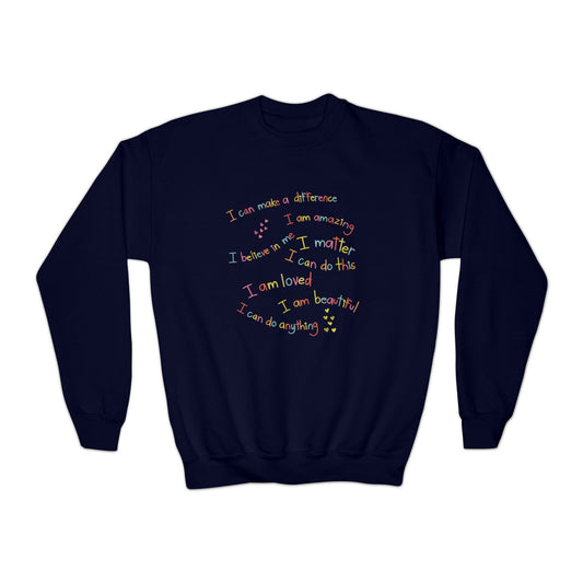 Kids Positive Affirmations Youth Crewneck Sweatshirt
